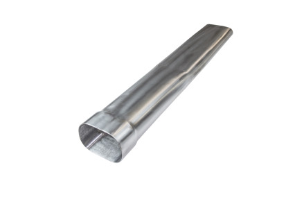 3 1/2" x 48" Oval Mild Steel Tailpipe with Slip Joint - Tapered to 1 5/8" Tall